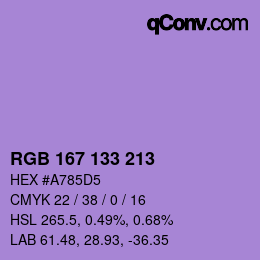 颜色代码: RGB 167 133 213 | qconv.com
