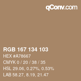カラーコード: RGB 167 134 103 | qconv.com