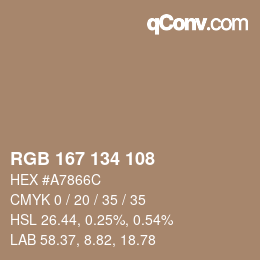 颜色代码: RGB 167 134 108 | qconv.com