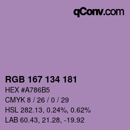 Color code: RGB 167 134 181 | qconv.com