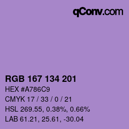 Color code: RGB 167 134 201 | qconv.com
