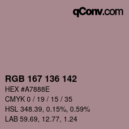 Color code: RGB 167 136 142 | qconv.com