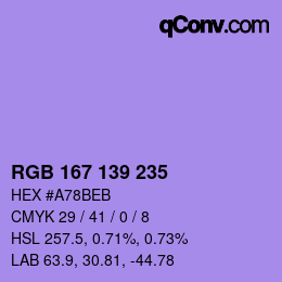 カラーコード: RGB 167 139 235 | qconv.com