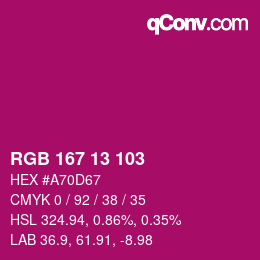 カラーコード: RGB 167 13 103 | qconv.com