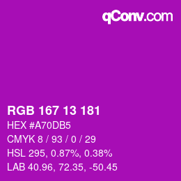 カラーコード: RGB 167 13 181 | qconv.com