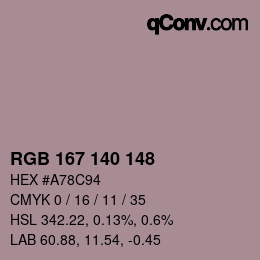 Code couleur: RGB 167 140 148 | qconv.com