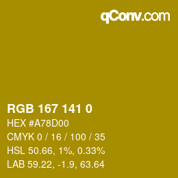 Farbcode: RGB 167 141 0 | qconv.com