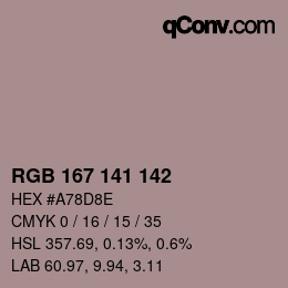 Color code: RGB 167 141 142 | qconv.com