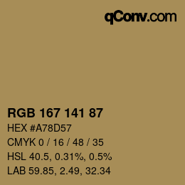 カラーコード: RGB 167 141 87 | qconv.com