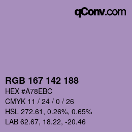 Color code: RGB 167 142 188 | qconv.com