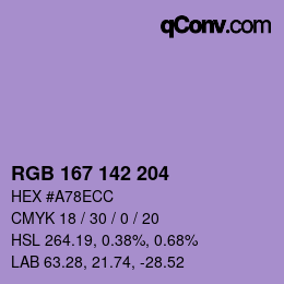 カラーコード: RGB 167 142 204 | qconv.com