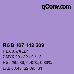 Color code: RGB 167 142 209 | qconv.com