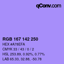 Color code: RGB 167 142 250 | qconv.com