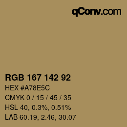 カラーコード: RGB 167 142 92 | qconv.com