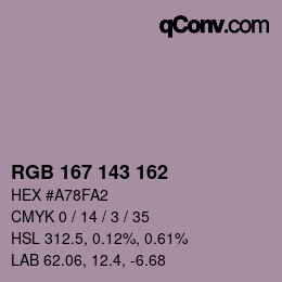 カラーコード: RGB 167 143 162 | qconv.com