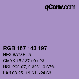カラーコード: RGB 167 143 197 | qconv.com