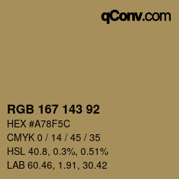 カラーコード: RGB 167 143 92 | qconv.com