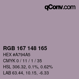 カラーコード: RGB 167 148 165 | qconv.com