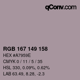 Color code: RGB 167 149 158 | qconv.com