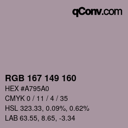 Color code: RGB 167 149 160 | qconv.com