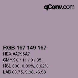 カラーコード: RGB 167 149 167 | qconv.com