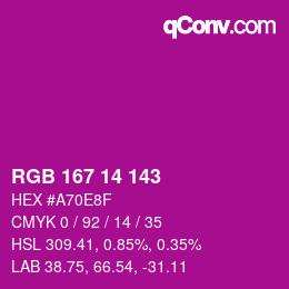 カラーコード: RGB 167 14 143 | qconv.com