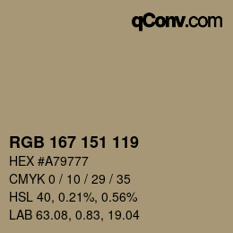カラーコード: RGB 167 151 119 | qconv.com