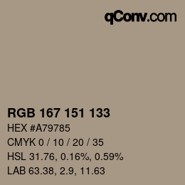 Color code: RGB 167 151 133 | qconv.com
