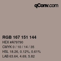Color code: RGB 167 151 144 | qconv.com