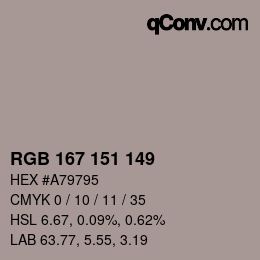 Color code: RGB 167 151 149 | qconv.com