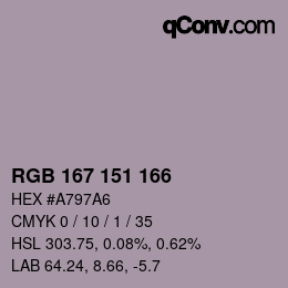 カラーコード: RGB 167 151 166 | qconv.com