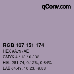 カラーコード: RGB 167 151 174 | qconv.com