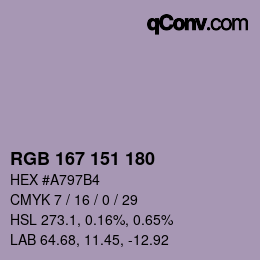 Código de color: RGB 167 151 180 | qconv.com