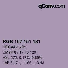 カラーコード: RGB 167 151 181 | qconv.com