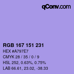 Color code: RGB 167 151 231 | qconv.com