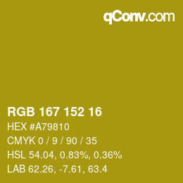 カラーコード: RGB 167 152 16 | qconv.com