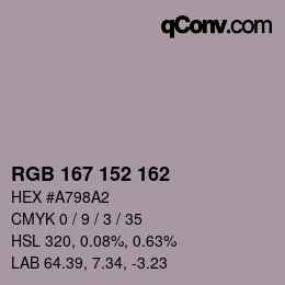 颜色代码: RGB 167 152 162 | qconv.com
