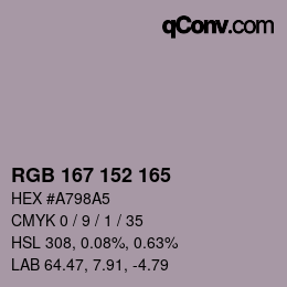 カラーコード: RGB 167 152 165 | qconv.com