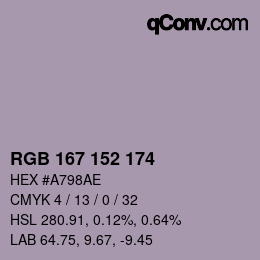Color code: RGB 167 152 174 | qconv.com
