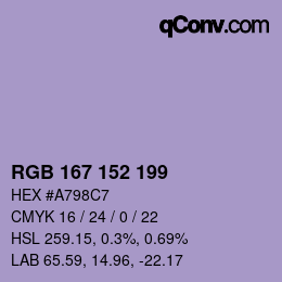 Color code: RGB 167 152 199 | qconv.com