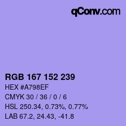 カラーコード: RGB 167 152 239 | qconv.com