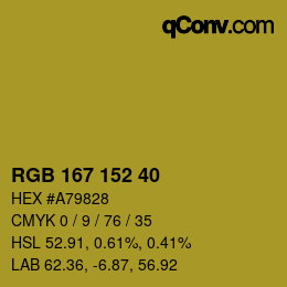 カラーコード: RGB 167 152 40 | qconv.com