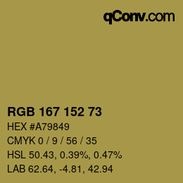 Farbcode: RGB 167 152 73 | qconv.com