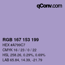 Color code: RGB 167 153 199 | qconv.com
