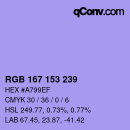Color code: RGB 167 153 239 | qconv.com