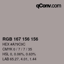 Farbcode: RGB 167 156 156 | qconv.com