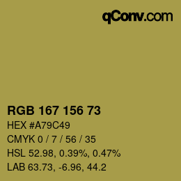 Farbcode: RGB 167 156 73 | qconv.com