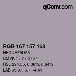 Color code: RGB 167 157 168 | qconv.com