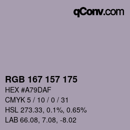 Código de color: RGB 167 157 175 | qconv.com