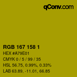カラーコード: RGB 167 158 1 | qconv.com